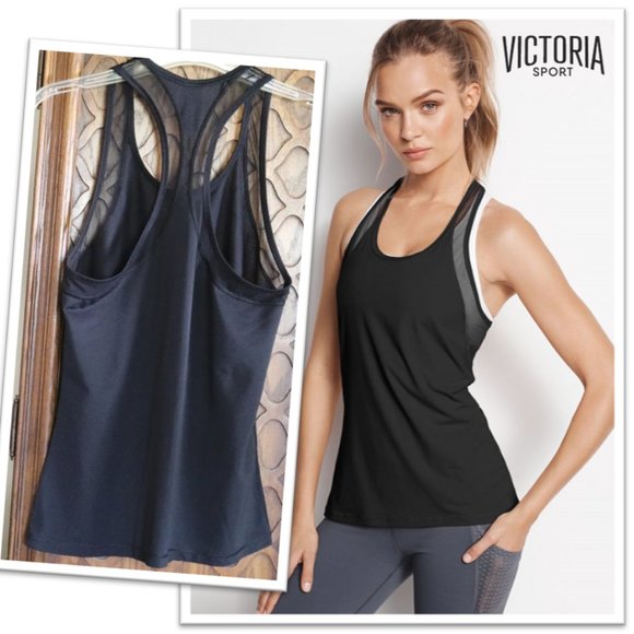 Victoria's Secret Tops - Victoria Sport Black Mesh Racerback Tank Top
